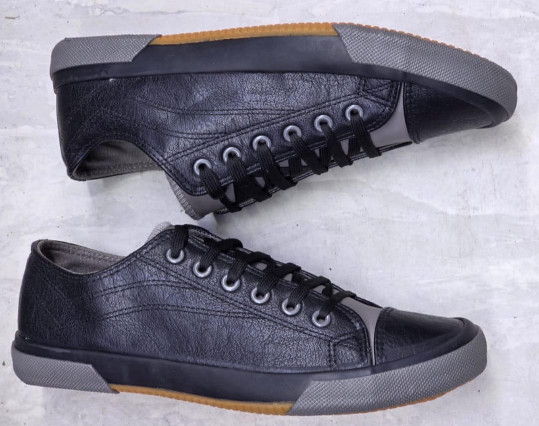 Men's Wan West Leather Casual Lace-Up Sneakers 'Black/Grey